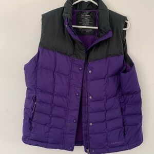 LL Bean L Down “Downtek” Black/Purple Puffer Vest Good Condition *mark on front
